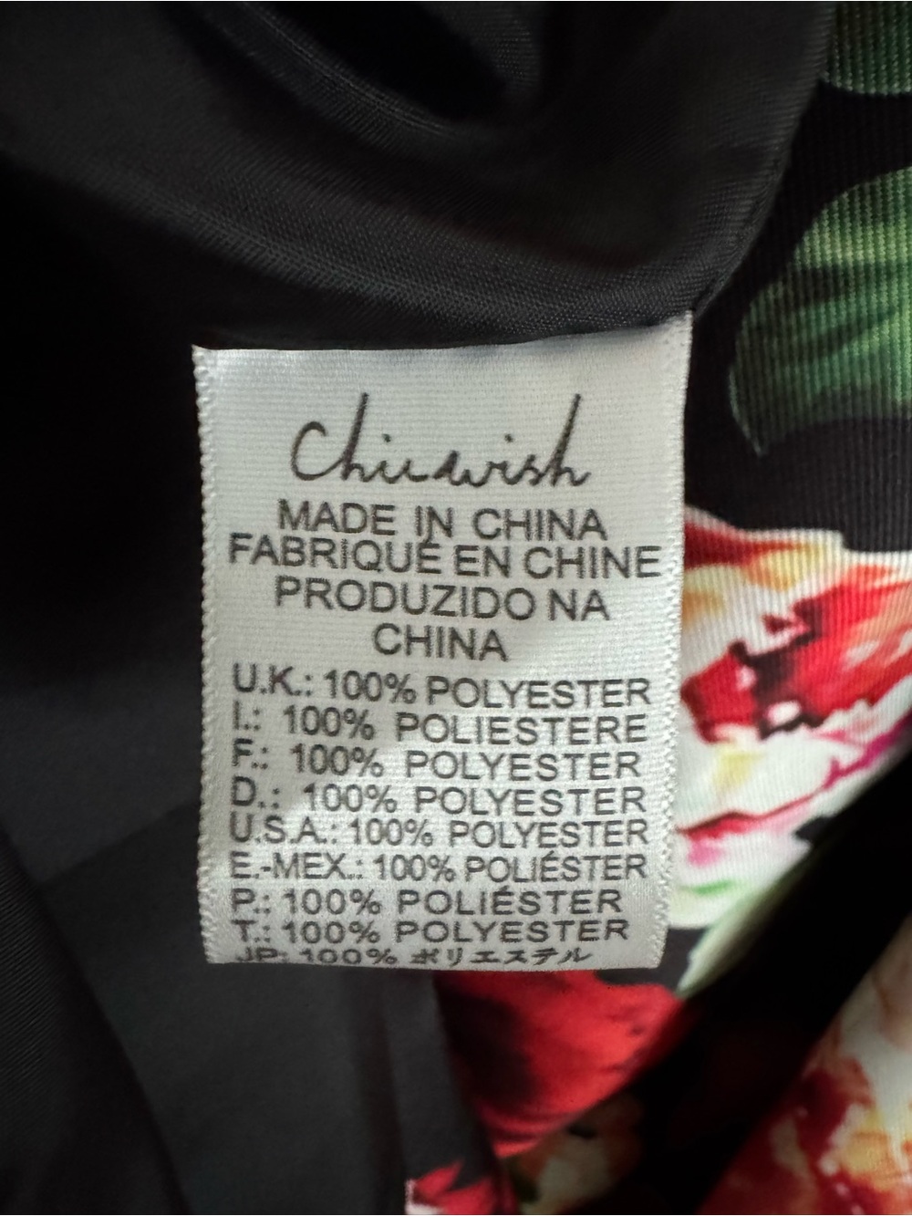 Chicwish Black Floral Midi Dress with Red, Pink & Cream Blooms - Picture 5 of 6